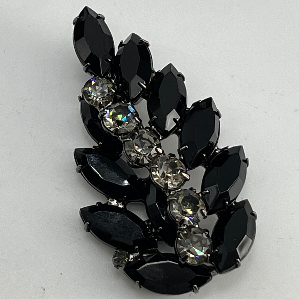 Alex and Ani Black and silver/grey Rhinestone Leaf/Flower Brooch